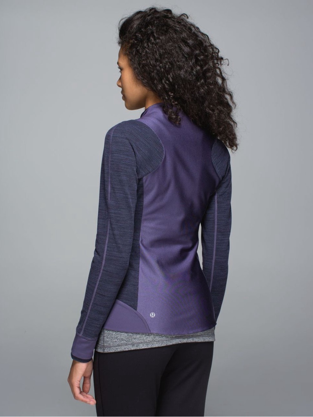Lululemon Sz 8 Emerge Renewed Jacket Nightfall/Dmnd Jacquard Space Dye Blck, EUC - Picture 9 of 11